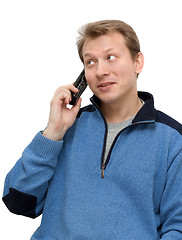 Image showing Man speaks on telephone