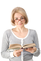 Image showing The woman with the book