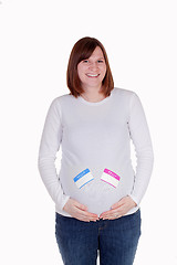 Image showing Pregnant Mother Blue and Pink Name Tags