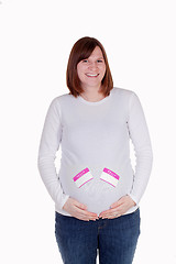 Image showing Pregnant Mother Two Pink Name Tags