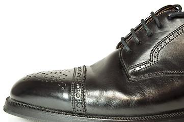 Image showing Black mens leather shoe.