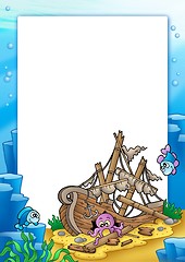 Image showing Frame with shipwreck in sea