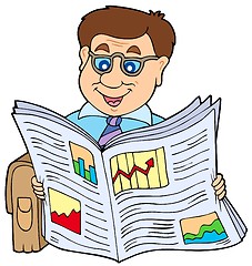 Image showing Businessman reading newspaper