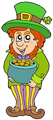 Image showing Leprechaun with treasure pot