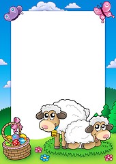 Image showing Easter frame with cute sheep