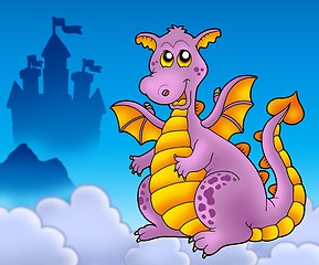 Image showing Big purple dragon with castle