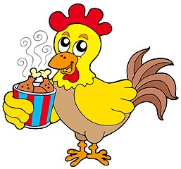 Image showing Cartoon chicken with meal box