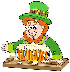 Image showing Leprechaun with three beers