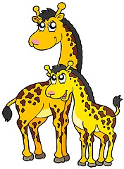 Image showing Female and baby giraffes