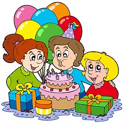 Image showing Three children at birthday party