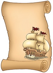 Image showing Scroll with old sailboat