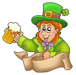 Image showing Banner with leprechaun holding beer