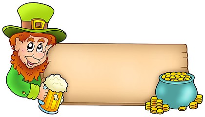 Image showing Board with leprechaun and gold