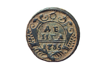 Image showing Antique Russian copper coin of 1735