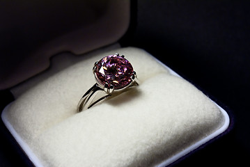 Image showing finger ring with a pink gemstone