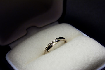 Image showing thin white gold ring with diamond