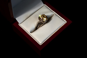 Image showing finger ring with a yellow gemstone