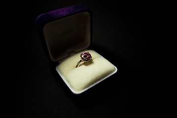 Image showing finger ring with a pink gemstone