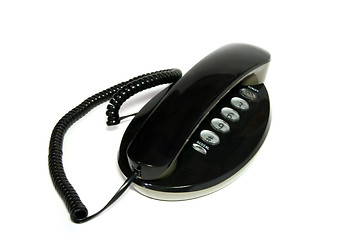 Image showing black telephone on white background