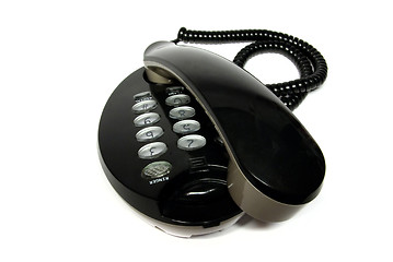 Image showing black telephone on white background