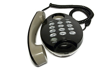 Image showing black telephone on white background