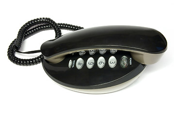 Image showing black telephone on white background