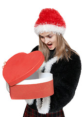 Image showing Girl with gift red box