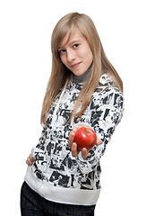 Image showing Girl with apple in hand