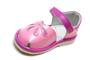 Image showing Rose leather baby sandal