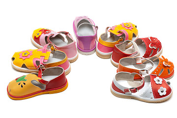 Image showing Baby sandals exposed by semicircle