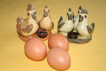 Image showing Hens and eggs