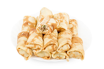 Image showing pancakes with meat and rice