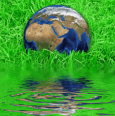 Image showing Earth at the green grass