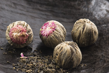 Image showing Green chinese tea balls