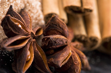 Image showing aromatic spices with brown sugar