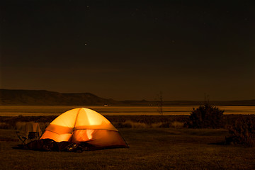 Image showing Camping at night