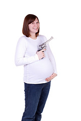 Image showing Pregnant Mother With Gun