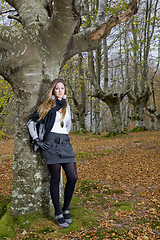 Image showing girl fall forest