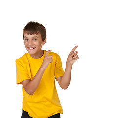 Image showing boy pointing to copyspace