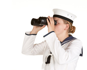 Image showing navy seaman with binoculars