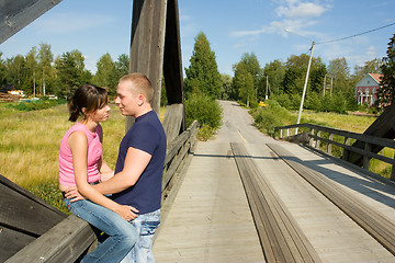 Image showing Couple on bridge