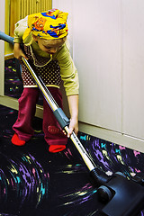 Image showing Little cleaning lady