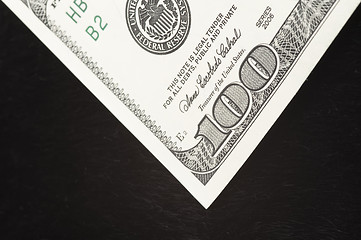 Image showing One Hundred dollar note on black fur