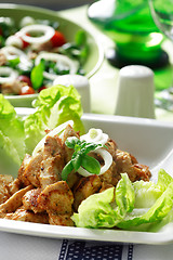 Image showing Chicken stripes with salad