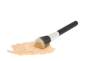 Image showing Round black make-up brush with powder