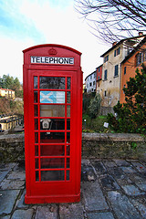 Image showing Red Phone Booth, Barga, Italy