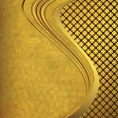 Image showing Old paper with elegance golden wave lines