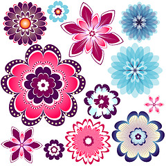 Image showing Collection abstract flowers 