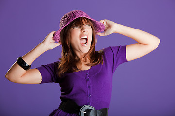 Image showing Beautiful woman yelling