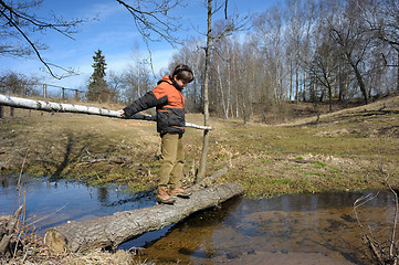 Image showing boy on the bridge